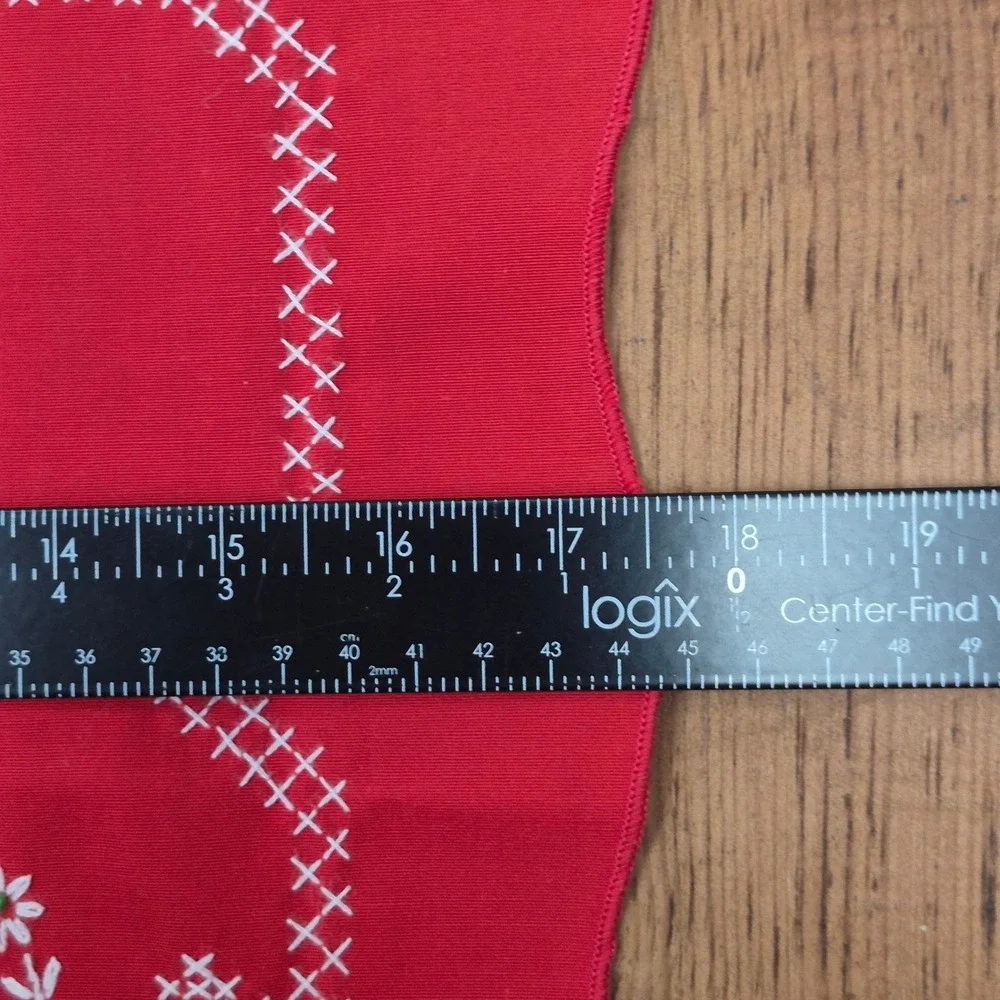 Vintage Christmas Red Cross Stitch Apron and Table Runner Set